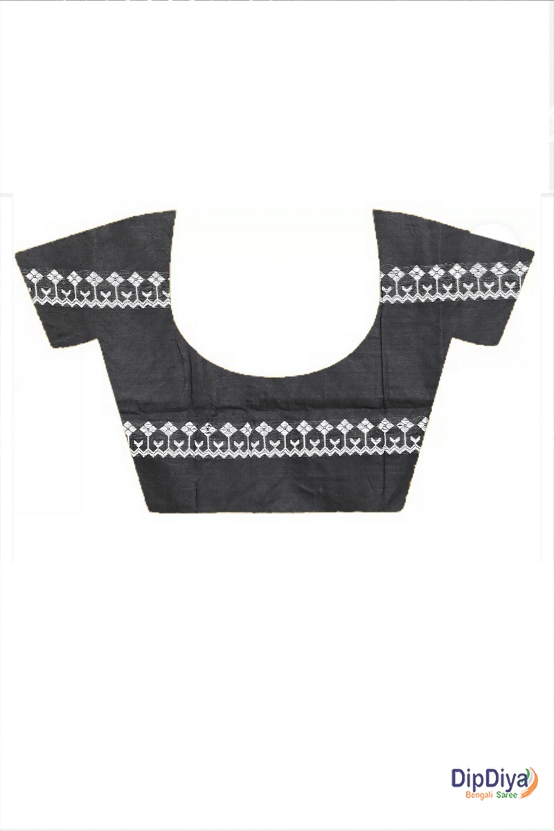 Black Cotton Blended Pareta Hand Loom Saree (307)